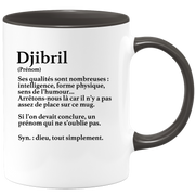 quotedazur - Mug Définition Prénom Djibril Dieu Tout Simplement - Cadeau Humour Prénom - Idée Cadeau Famille Saint Valentin - Tasse Prénom Djibril