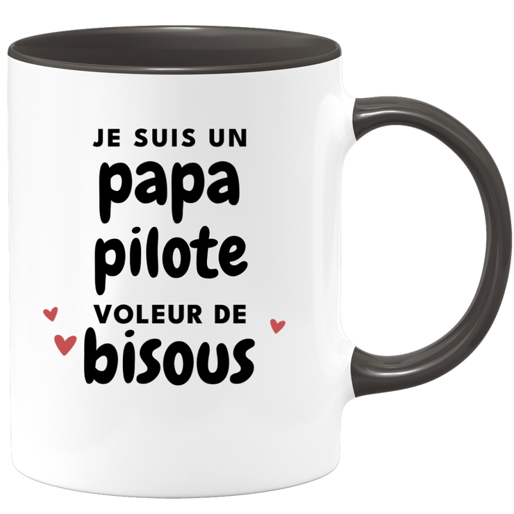 quotedazur - Mug Je Suis Un Papa Pilote Voleur De Bisous - Cadeau Fête Des Pères Original - Idée Cadeau Pour Anniversaire Papa - Cadeau Pour Futur Papa Naissance