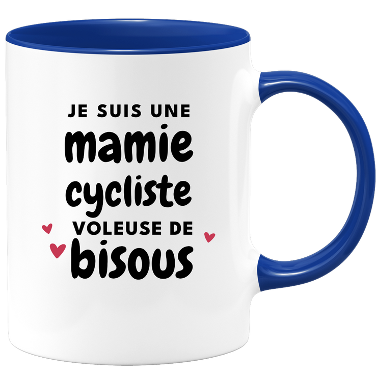 quotedazur - Mug Je Suis Une Mamie Cycliste Voleuse De Bisous - Cadeau Fête Des Grand Mères Original - Idée Cadeau Pour Anniversaire Mémé Cyclisme - Cadeau Future Mamy Naissance