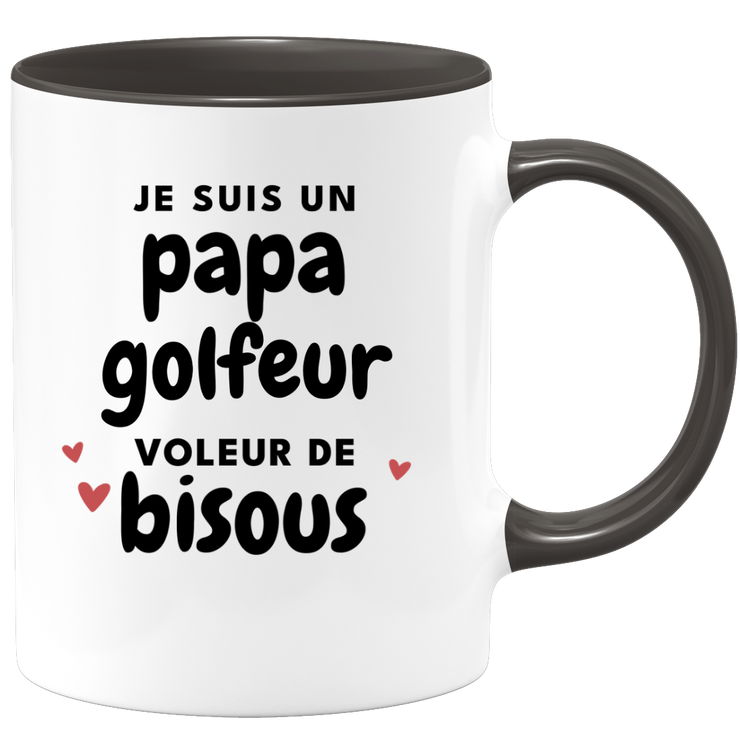 quotedazur - Mug Je Suis Un Papa Golfeur Voleur De Bisous - Cadeau Fête Des Pères Original - Idée Cadeau Pour Anniversaire Papa - Cadeau Pour Futur Papa Naissance