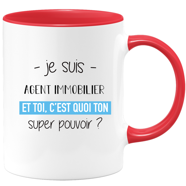 quotedazur - Mug Je Suis Agent immobilier Et Toi C'est Quoi Ton Super Pouvoir - Cadeau Humour Travail - Idée Cadeau Départ Collègue - Tasse Chef Agent immobilier - Idéal Pour Noël Au Bureau