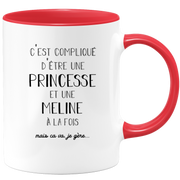 quotedazur - Mug Prénom Meline Compliqué D'Être Une Princesse Et Une Meline Mais Ca Va Je Gère - Cadeau Humour Prénom - Idée Cadeau  Saint Valentin - Tasse Prénom Meline - Idéal Pour Noël