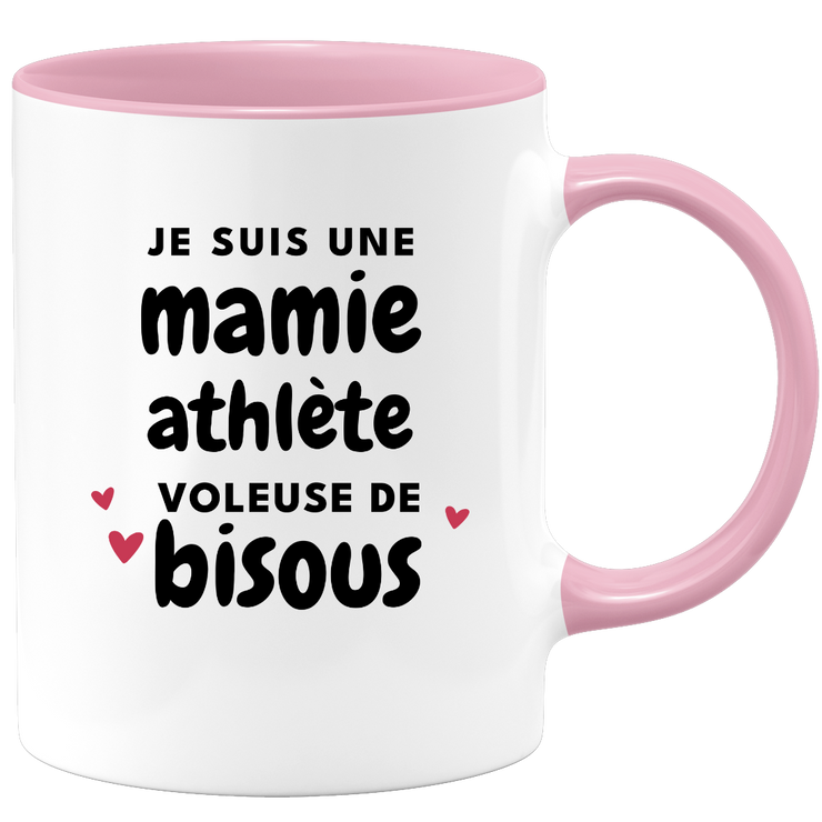 quotedazur - Mug Je Suis Une Mamie Athlète Voleuse De Bisous - Cadeau Fête Des Grand Mères Original - Idée Cadeau Pour Anniversaire Mémé Athlétisme - Cadeau Future Mamy Naissance