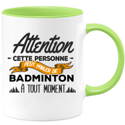 quotedazur - Mug Cette Personne Peut Parler De Badminton À Tout Moment - Cadeau Humour Sport - Idée Cadeau Original     - Tasse Badminton - Anniversaire Ou Noël