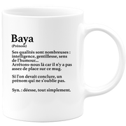 quotedazur - Mug Définition Prénom Baya Déesse Tout Simplement - Cadeau Humour Prénom - Idée Cadeau Famille Saint Valentin - Tasse Prénom Baya - Idéal Pour Noël Au Bureau