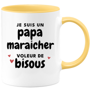 quotedazur - Mug Je Suis Un Papa Maraicher Voleur De Bisous - Cadeau Fête Des Pères Original - Idée Cadeau Pour Anniversaire Papa - Cadeau Pour Futur Papa Naissance