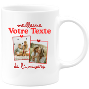 Mug deux photos personnalisé meilleure de l'univers pour femme - Métier famille prénom couple parent