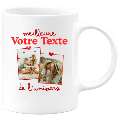 Mug deux photos personnalisé meilleure de l'univers pour femme - Métier famille prénom couple parent