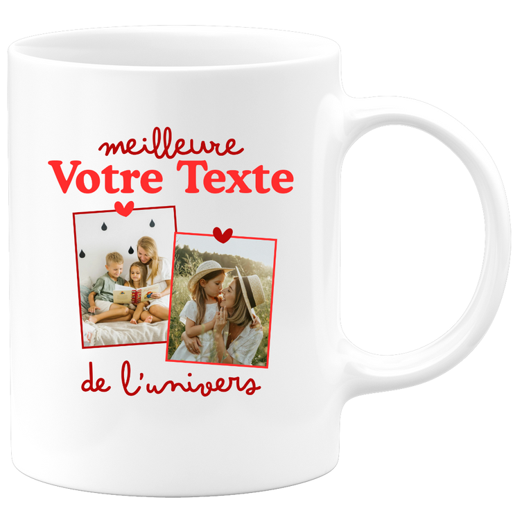 Mug deux photos personnalisé meilleure de l'univers pour femme - Métier famille prénom couple parent