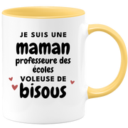 quotedazur - Mug I Am A School Teacher Mom Thief Of Kisses - Original Mother's Day Gift - Gift Idea For Mom Birthday - Gift For Future Mom Birth