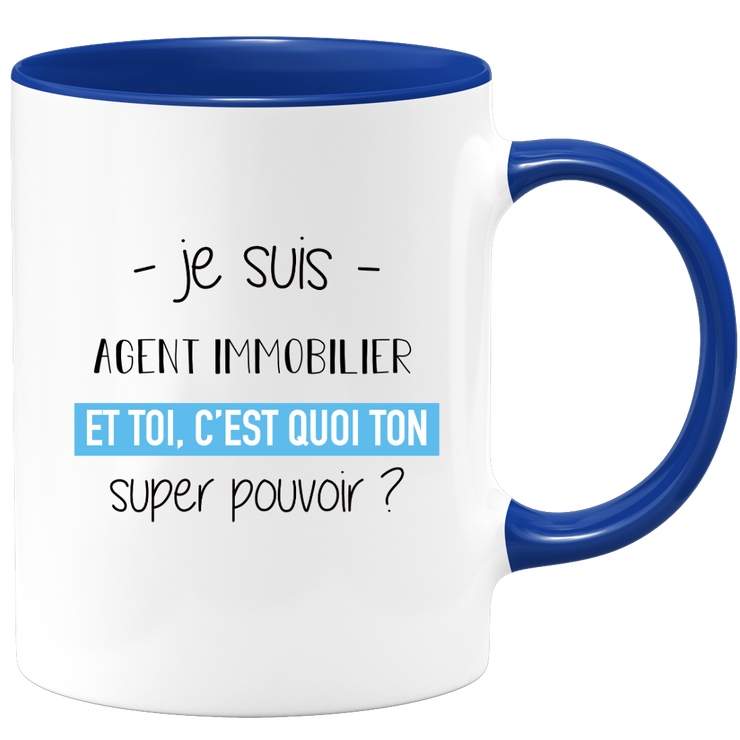 quotedazur - Mug Je Suis Agent immobilier Et Toi C'est Quoi Ton Super Pouvoir - Cadeau Humour Travail - Idée Cadeau Départ Collègue - Tasse Chef Agent immobilier - Idéal Pour Noël Au Bureau