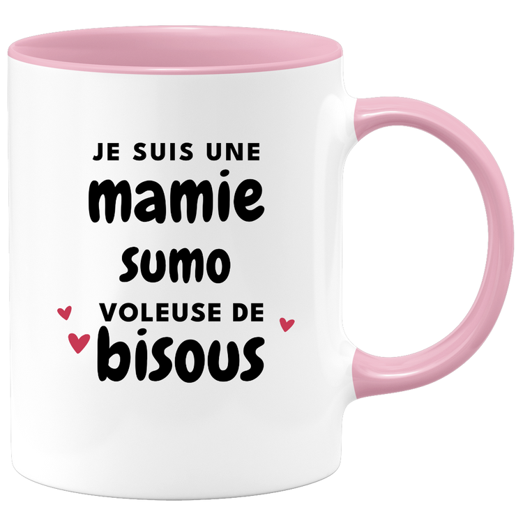 quotedazur - Mug Je Suis Une Mamie Sumo Voleuse De Bisous - Cadeau Fête Des Grand Mères Original - Idée Cadeau Pour Anniversaire Mémé Sumo - Cadeau Future Mamy Naissance