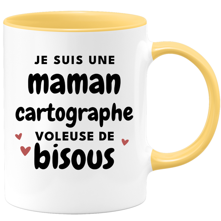 quotedazur - Mug Je Suis Une Maman Cartographe Voleuse De Bisous - Cadeau Fête Des Mères Original - Idée Cadeau Pour Anniversaire Maman - Cadeau Pour Future Maman Naissance