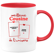Mug Meilleure Cousine de l'univers - Mug personnalisé avec 2 photos famille