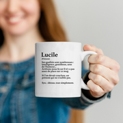 quotedazur - Mug Définition Prénom Lucile Déesse Tout Simplement - Cadeau Humour Prénom - Idée Cadeau Famille Saint Valentin - Tasse Prénom Lucile - Idéal Pour Noël Au Bureau