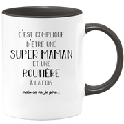 quotedazur - Mug Super Maman Et Routiere A La Fois Mais Je Gère - Tasse Cadeau Maman Fête Des Mères Anniversaire - Cadeau Pour Jeune Ou Future Maman Suite À Une Naissance