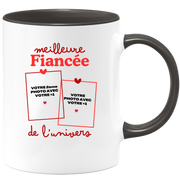 Mug Meilleure Fiancée de l'univers - Mug personnalisé avec 2 photos couple