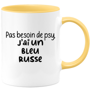 quotedazur - Mug Pas Besoin De Psy J'ai Un Bleu Russe - Cadeau Humour Chat - Tasse Originale Animaux Cadeau Noël Anniversaire