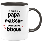 quotedazur - Mug Je Suis Un Papa Masseur Voleur De Bisous - Cadeau Fête Des Pères Original - Idée Cadeau Pour Anniversaire Papa - Cadeau Pour Futur Papa Naissance