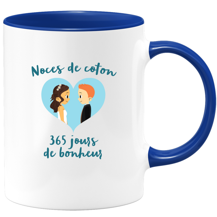 Gift one year of marriage cotton wedding - romantic tea cup couple gift - love anniversary man gift