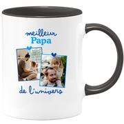 Mug Meilleur papa de l'univers - Mug personnalisé avec 2 photos famille