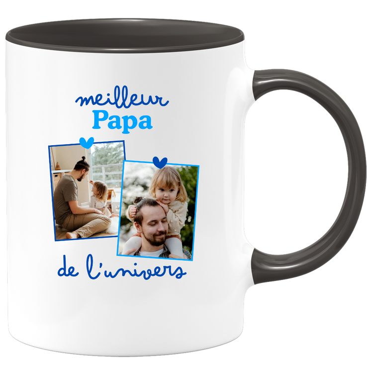 Mug Meilleur papa de l'univers - Mug personnalisé avec 2 photos famille