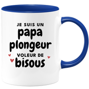 quotedazur - Mug Je Suis Un Papa Plongeur Voleur De Bisous - Cadeau Fête Des Pères Original - Idée Cadeau Pour Anniversaire Papa - Cadeau Pour Futur Papa Naissance