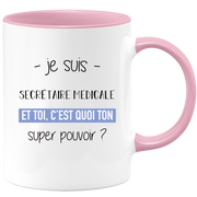 quotedazur - Mug Je Suis Secretaire medicale Et Toi C'est Quoi Ton Super Pouvoir - Cadeau Humour Travail - Idée Cadeau Départ Collègue - Tasse Chef Secretaire medicale - Idéal Pour Noël Au Bureau