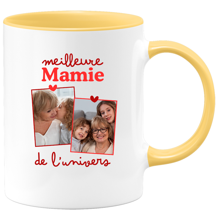 Mug Meilleure mamie de l'univers - Mug personnalisé avec 2 photos famille