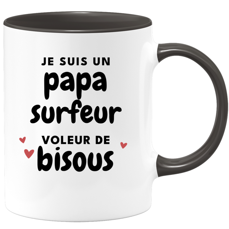 quotedazur - Mug Je Suis Un Papa Surfeur Voleur De Bisous - Cadeau Fête Des Pères Original - Idée Cadeau Pour Anniversaire Papa - Cadeau Pour Futur Papa Naissance