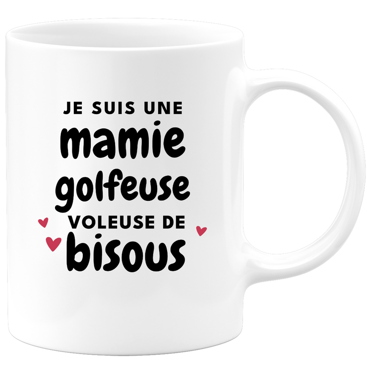 quotedazur - Mug Je Suis Une Mamie Golfeuse Voleuse De Bisous - Cadeau Fête Des Grand Mères Original - Idée Cadeau Pour Anniversaire Mémé Golf - Cadeau Future Mamy Naissance