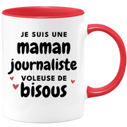 quotedazur - Mug Je Suis Une Maman Journaliste Voleuse De Bisous - Cadeau Fête Des Mères Original - Idée Cadeau Pour Anniversaire Maman - Cadeau Pour Future Maman Naissance