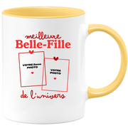Mug Meilleure Belle-fille de l'univers - Mug personnalisé avec 2 photos famille