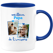 Mug Meilleur papa de l'univers - Mug personnalisé avec 2 photos famille
