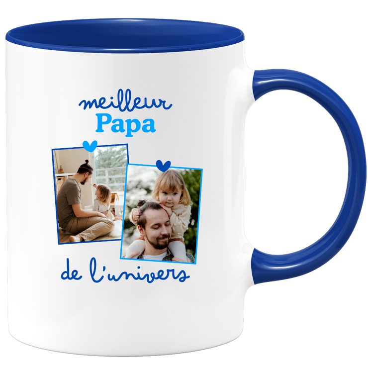 Mug Meilleur papa de l'univers - Mug personnalisé avec 2 photos famille