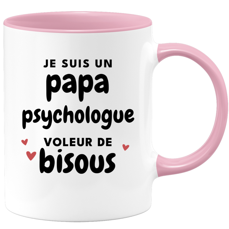 quotedazur - Mug Je Suis Un Papa Psychologue Voleur De Bisous - Cadeau Fête Des Pères Original - Idée Cadeau Pour Anniversaire Papa - Cadeau Pour Futur Papa Naissance