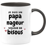 quotedazur - Mug Je Suis Un Papa Nageur Voleur De Bisous - Cadeau Fête Des Pères Original - Idée Cadeau Pour Anniversaire Papa - Cadeau Pour Futur Papa Naissance