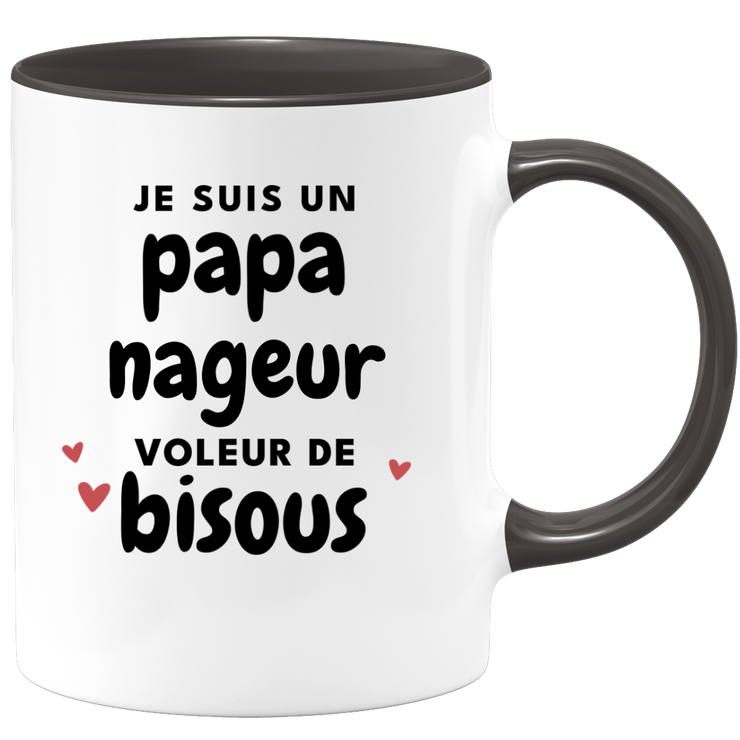 quotedazur - Mug Je Suis Un Papa Nageur Voleur De Bisous - Cadeau Fête Des Pères Original - Idée Cadeau Pour Anniversaire Papa - Cadeau Pour Futur Papa Naissance