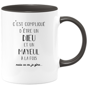 quotedazur - Mug Compliqué D'Être Un Dieu Et Un Mayeul Mais Ça Va Je Gère - Cadeau Humour Prénom - Idée Cadeau Famille Saint Valentin - Tasse Prénom Mayeul
