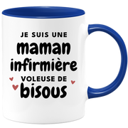 quotedazur - Mug Je Suis Une Maman Infirmière Voleuse De Bisous - Cadeau Fête Des Mères Original - Idée Cadeau Pour Anniversaire Maman - Cadeau Pour Future Maman Naissance