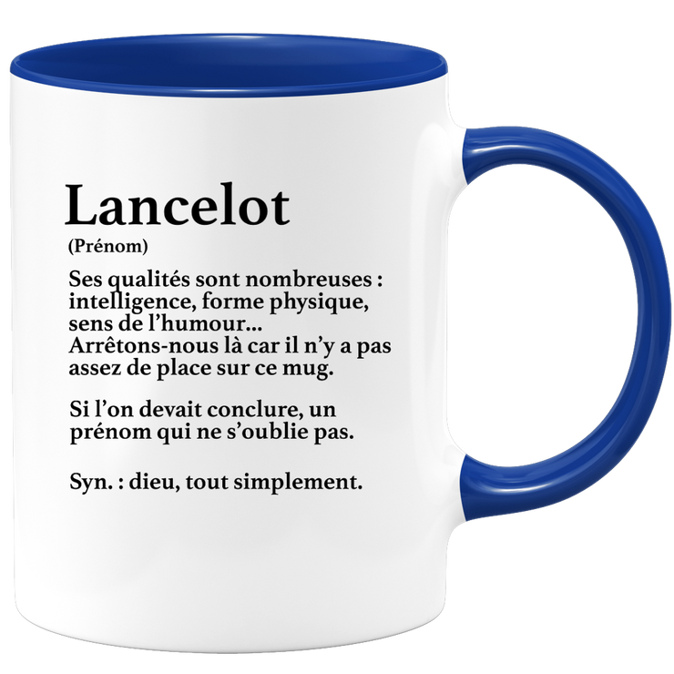 quotedazur - Mug Définition Prénom Lancelot Dieu Tout Simplement - Cadeau Humour Prénom - Idée Cadeau Famille Saint Valentin - Tasse Prénom Lancelot