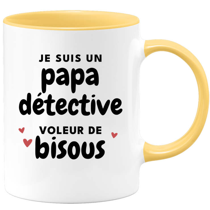 quotedazur - Mug Je Suis Un Papa Détective Voleur De Bisous - Cadeau Fête Des Pères Original - Idée Cadeau Pour Anniversaire Papa - Cadeau Pour Futur Papa Naissance