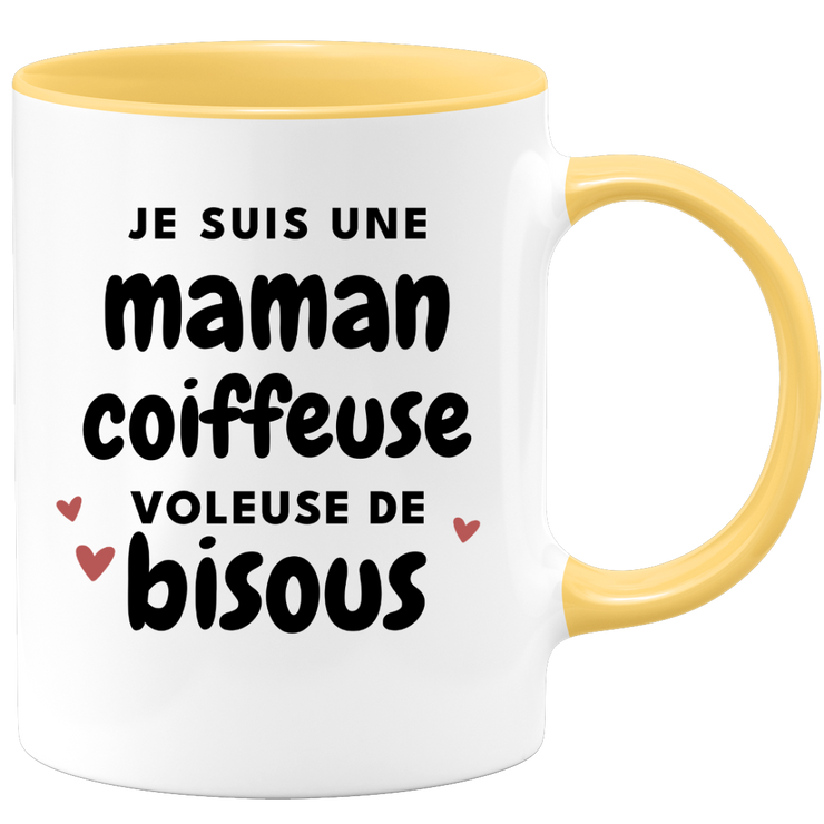 quotedazur - Mug Je Suis Une Maman Coiffeuse Voleuse De Bisous - Cadeau Fête Des Mères Original - Idée Cadeau Pour Anniversaire Maman - Cadeau Pour Future Maman Naissance