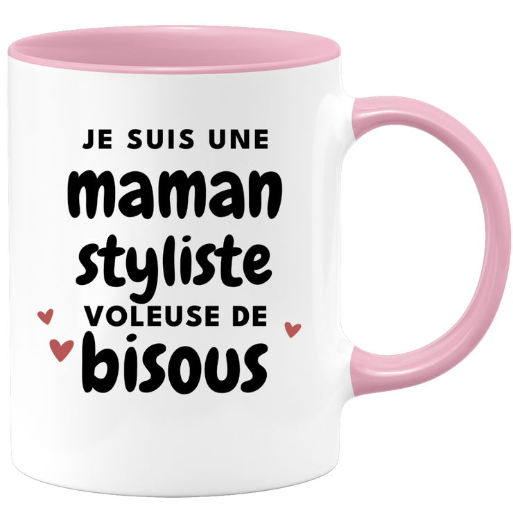 quotedazur - Mug Je Suis Une Maman Styliste Voleuse De Bisous - Cadeau Fête Des Mères Original - Idée Cadeau Pour Anniversaire Maman - Cadeau Pour Future Maman Naissance