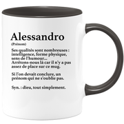 Mug Gift Alessandro - definition Alessandro - Personalized first name gift Birthday Man christmas departure colleague - Ceramic - White