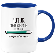 quotedazur - Mug Futur Conducteur de travaux Chargement En Cours - Cadeau Humour Métier Travail  - Idée Cadeau Conducteur de travaux Pot De Départ Chef Mutation - Tasse Cadeau Noël Bureau