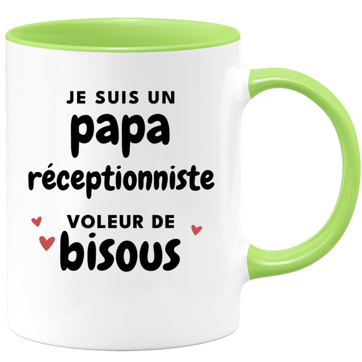 quotedazur - Mug I Am A Receptionist Dad Who Steals Kisses - Original Father's Day Gift - Gift Idea For Dad Birthday - Gift For Future Dad Birth