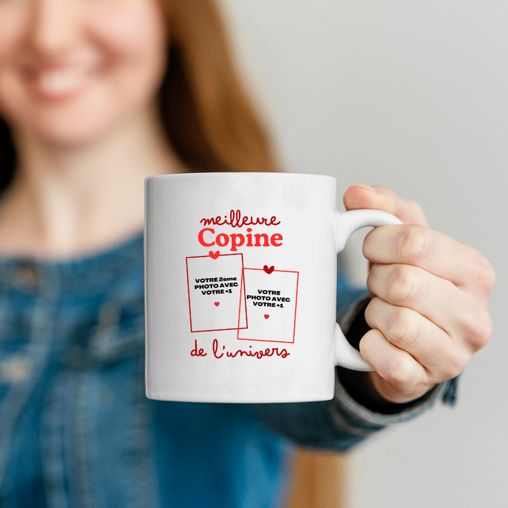 Mug Meilleure Copine de l'univers - Mug personnalisé avec 2 photos couple