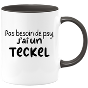 quotedazur - Mug Pas Besoin De Psy J'ai Un Teckel - Cadeau Humour Chien - Tasse Originale Animaux Cadeau Noël Anniversaire