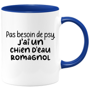 quotedazur - Mug Pas Besoin De Psy J'ai Un Chien d'eau Romagnol - Cadeau Humour Chien - Tasse Originale Animaux Cadeau Noël Anniversaire